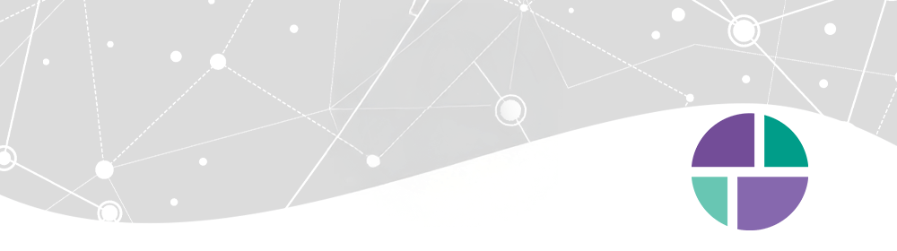 Gray wavy bar header with 4 color icon logo